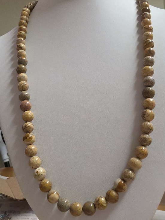 Artisan Jewelry - Vintage 925 Sterling Picture Jasper Necklace
